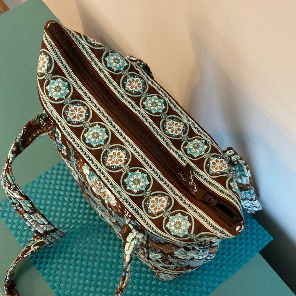 Vera Bradley Java Blue Tote Bag Made in USA - Picture 7 of 16